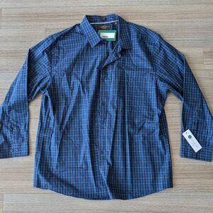 NWT XXL Short - Fairlane & Sons Stitch Fix blue plaid button down collared shirt